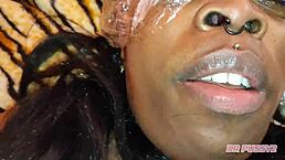 Ebony squirts and vomits during hardcore deepthroat.