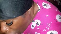 ebony amateur takes monster cock in bedtime throat session