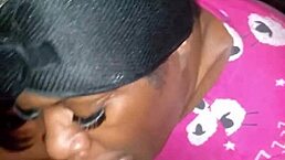 ebony amateur takes monster cock in bedtime throat session