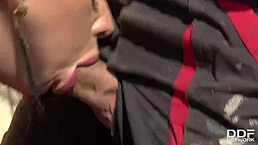 Rooftop action with milf Vyvan Hill rewarding handyman with deepthroat orgasmic bliss.