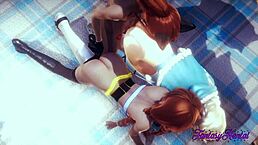 Elsa and Anna from Frozen get fucked in hentai threesome with fingering