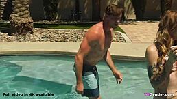 Three Transsexuals At Outdoor Party Engage In Group Oral And Anal Activities With Long Hair And Tits