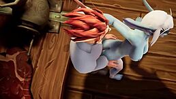 elf fucks night elf with a blindfold in the kitchen warcraft porn parody