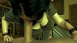 Goth Elf Gives Intense Handjob and Blowjob.