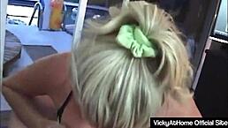 Gorgeous diva Vicky Vette RIDES Rokks BIG cock with DIRTY TALK in sexy green bikini!