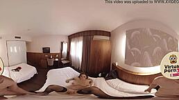 Can this brunette handle the monster cock in the hotel room?