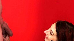 Unusual Honey Feels the Intense Pleasure of Bukkake Facial and Swallows Every Drop