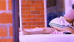 Shy stepdaughter approaches stepfather boldly, revealing her daring side and leading to intense pleasure they can't escape 😏🔥