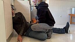 Hot Wife Sucks Plumber’s Monster Cock in Kitchen with Cum Finish