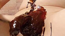 Japanese gay guy whips up a tasty chocolate banana dish.