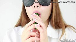 Japanese women make sexy sounds eating cucumber 😋