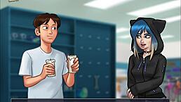 Teen in summertime saga reveals her perky tits