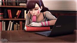 D.Va and her fuckbuddies in a cartoon adventure