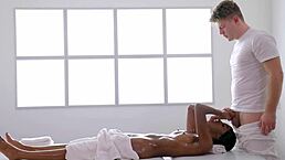 ebony babe with big booty fucks after sensual massage