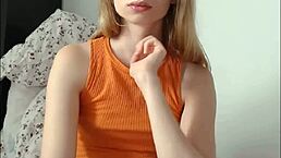 Blonde Ladyboy With Small Boobs Masturbating!