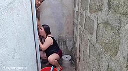 filipina caught bathing outside ends up in steamy pov action.