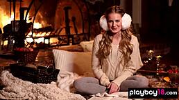 Petite Scarlett Sage strips in abandoned bar