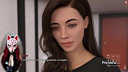 Playful fox in costume enjoys upskirts in anime game