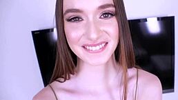 Hazel Moore teases with deepthroat skills. Her close-up sucking leaves you wanting more.