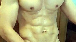 Guy spills his load right after a steamy shower session