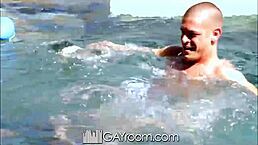 In hd, twink feels intense emotions during rough pool play, blowjob, cumshot