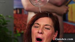 Horny honey, you get jizz load on your face eating all the jizz