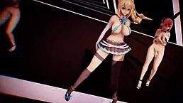 Adorable girls dancing to luvoratorrrrry in mmd r18