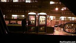 Skinny interracial couple dares outdoor fuck