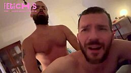 In this gay scene, he gives a blowjob before sitting on the thick ripped ass.