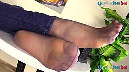 Teen in Nylons Teases with Sexy Shoeplay and Feet Close-Up