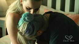 teaser for charlie forde and violet devine's strap on scene, full video on red.