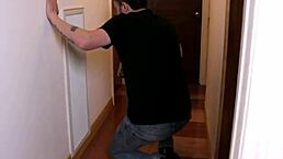 Clothed amateur teen feels intense pleasure from monster cock cum facial.