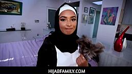 Arab Teen Maid in Hijab Prepares for American Cock Acquaintance