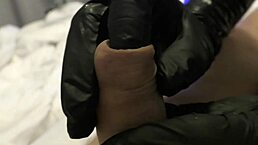 foreskin play and then in latex gloves, so hot!