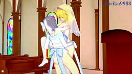 Ryona, Yumi, Haruka, and Hibari have intense futanari sex in Senran Kagura hentai