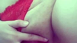 Sexy Mexican milf mom plays with toy from fan, showing big butt and milky tits