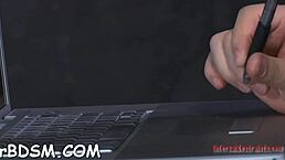 Whoa, shocking prod on bound chick's tits and shaved cookie!