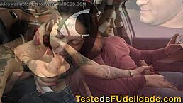 I caught this horny guy jerking off in the car with Elisa Sanches watching.