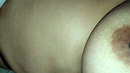 hey, i'm squeezing my stepmom's big nipples while she moans