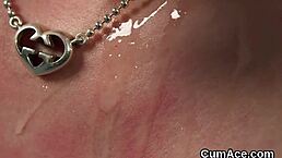 hot honey swallows jizz in bukkake facial