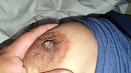 hey, i'm squeezing my stepmom's big nipples while she moans