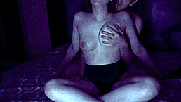 Neighbors big bouncing breasts get squeezed, nipples making her moan.