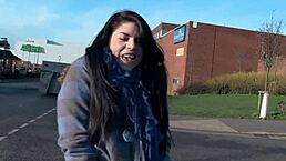 Naughty British babe strips and pisses openly in the street. Her horny flashing shocks everyone in public!