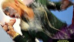 hot blond babe in gloryhole facial