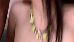 this euro babe is getting double penetrated and cum on her pussy