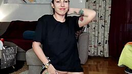 this brunette uses her black dildo to make her pussy so creamy and wet