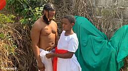 prophetess bends over for wet doggystyle in ripped clothes