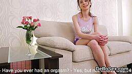 Provocative Cutie Masturbates Tight Twat Until She Climaxes Hard!