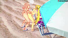 Marie rose in bikini having sex on the beach.