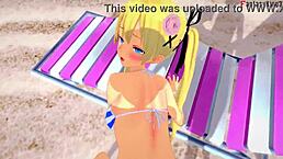 Marie rose in bikini having sex on the beach.